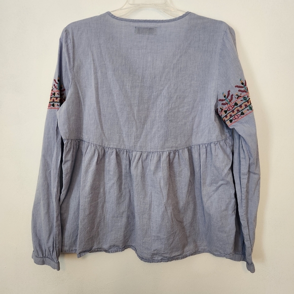 🌸Ruff Hewn embroidered long sleeve boho top Size M - Picture 3 of 4